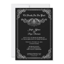 Elegante invitación de boda gótica en blanco y neg