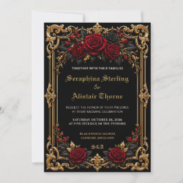 Elegante Invitación de Boda Gótica Oscura
