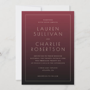 Elegante Invitación de Boda Granate