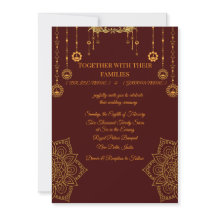 Elegante Invitación de Boda Granate y Dorado