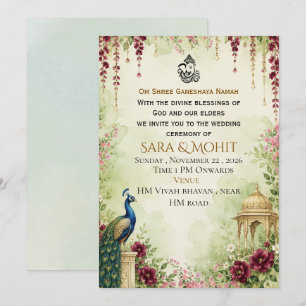 Elegante invitación de boda india
