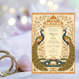 Elegante invitación de boda india Pichwai