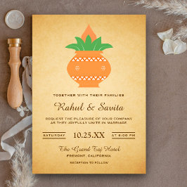 Elegante Invitación de Boda India Vintage Kalash