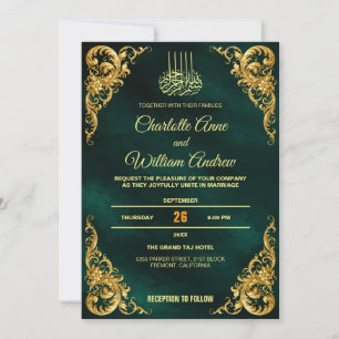 Elegante Invitación de Boda Islámica con Marco Ver