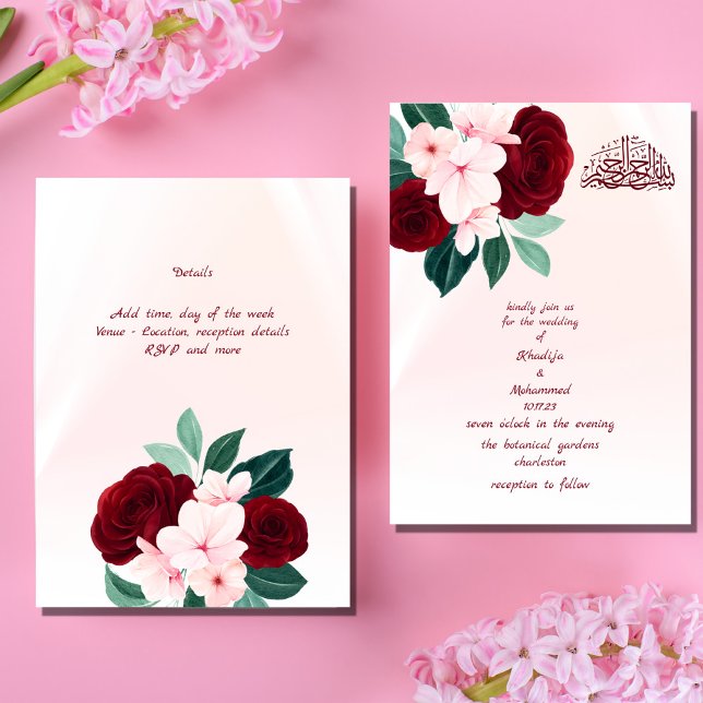 ELEGANTE INVITACIÓN DE BODA ISLÁMICA FLORAL (Subido por el creador)