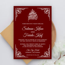 Elegante invitación de boda islámica musulmana col