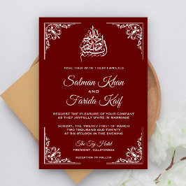 Elegante invitación de boda islámica musulmana col