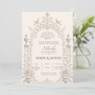 Elegante Invitación de Boda Islámica Vintage Nikka