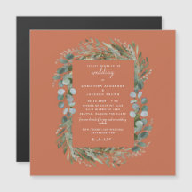 Elegante Invitación de Boda Magnética de Terracota