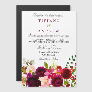 Elegante Invitación de Boda Magnética Floral Borgo