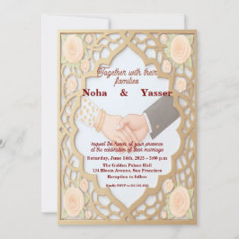 Elegante Invitación de Boda Marroquí India Dorada