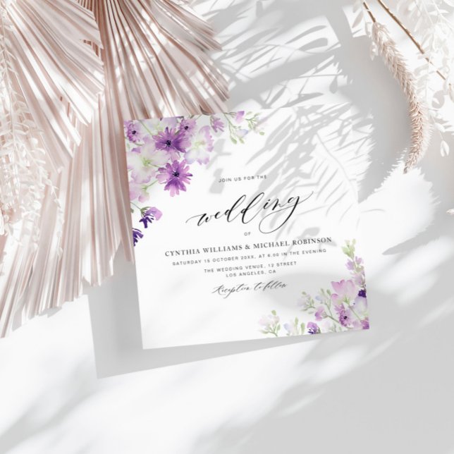 elegante invitación de boda mauve morada floral (Subido por el creador)