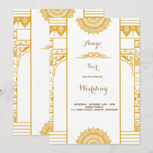 Elegante invitación de boda Mehndi