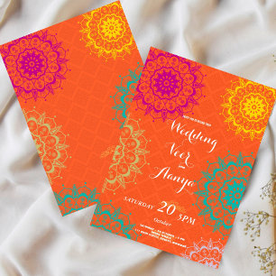 Elegante invitación de boda Mehndi