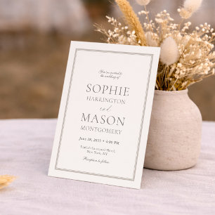 Elegante Invitación de Boda Minimalista Beige