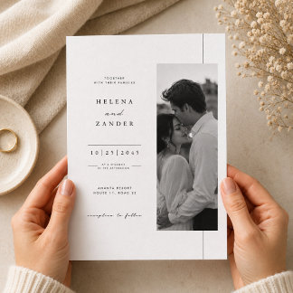 Elegante Invitación de Boda Minimalista con Foto