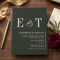Elegante Invitación de Boda Minimalista de Ébano