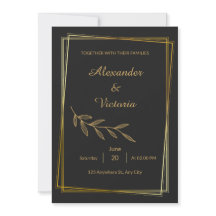 Elegante Invitación de Boda Minimalista de Oro