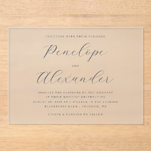Elegante Invitación de Boda Minimalista en Azul Ma