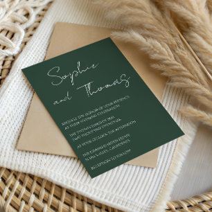 Elegante Invitación de Boda Minimalista en Verde S