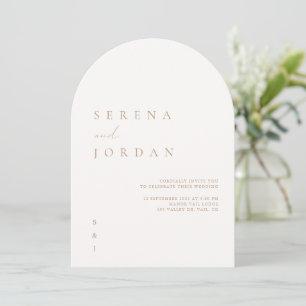 Elegante Invitación de Boda Minimalista Marfil Tau