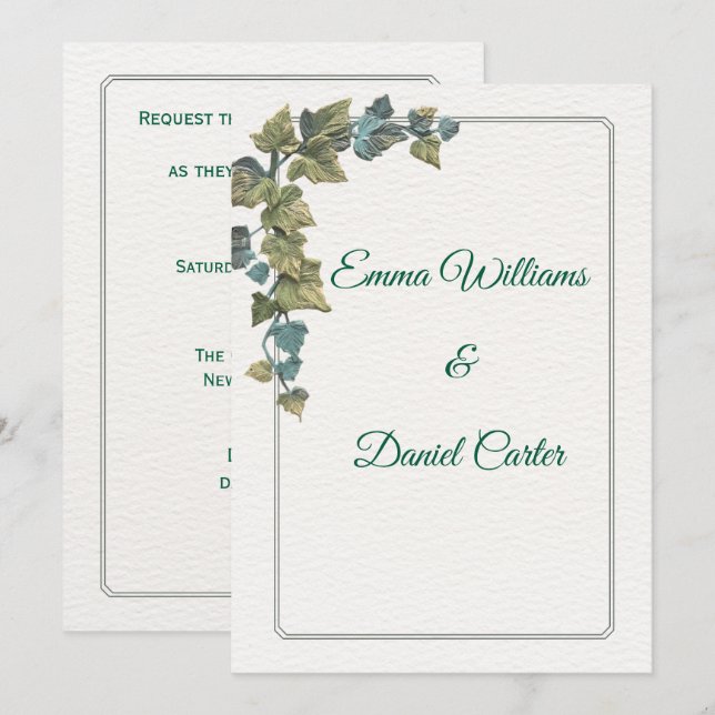 Elegante invitación de boda minimalista – Personal (Anverso / Reverso)