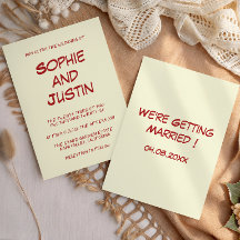 Elegante Invitación de Boda Minimalista Roja