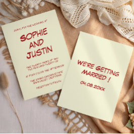 Elegante Invitación de Boda Minimalista Roja