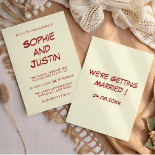 Elegante Invitación de Boda Minimalista Roja