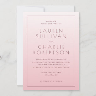 Elegante Invitación de Boda Minimalista Rosa
