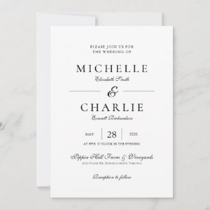 Elegante Invitación de Boda Minimalista Simple