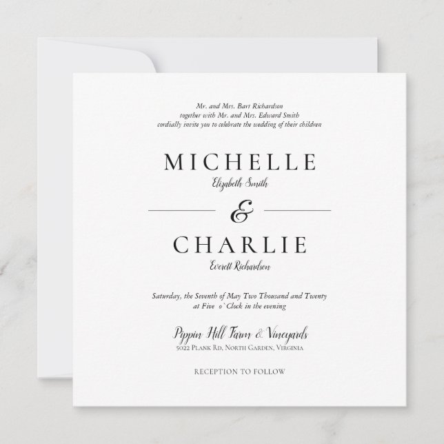 Elegante Invitación de Boda Minimalista Simple (Anverso)