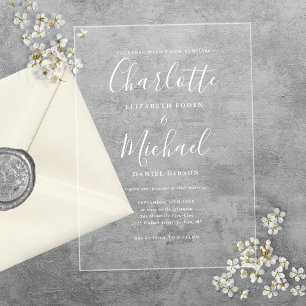 Elegante Invitación de Boda Moderna con Letra Blan