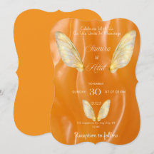 Elegante Invitación de Boda Moderna de Color Caram