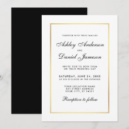 Elegante Invitación de Boda Moderna en Blanco y Ne