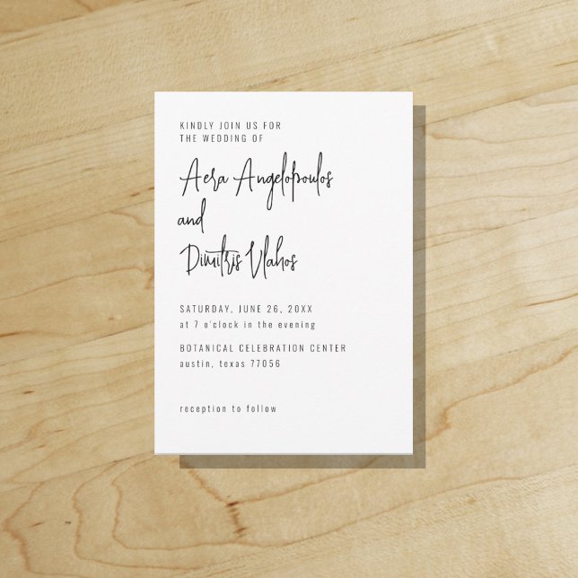 Elegante Invitación de Boda Moderna Simple y Econó ("Everyday is abundantly beautiful." 
Sincerely Best Wishes from Lucky Design World)