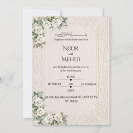Elegante Invitación de Boda Musulmana con Floral d
