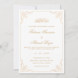 Elegante Invitación de Boda Musulmana con Letra Ro