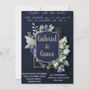 ELEGANTE INVITACIÓN DE BODA NAVY GOLD CLASSIC