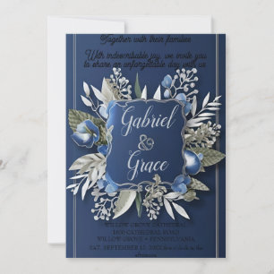 ELEGANTE INVITACIÓN DE BODA NAVY GOLD CLASSIC
