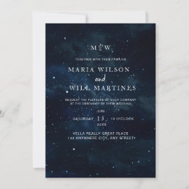 Elegante invitación de boda noche estrellada Moder