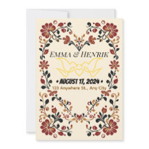Elegante Invitación de Boda Noruega Rosemaling Fr