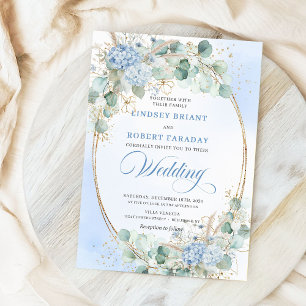 Elegante Invitación de Boda Oval de Trigo Azul Hyd