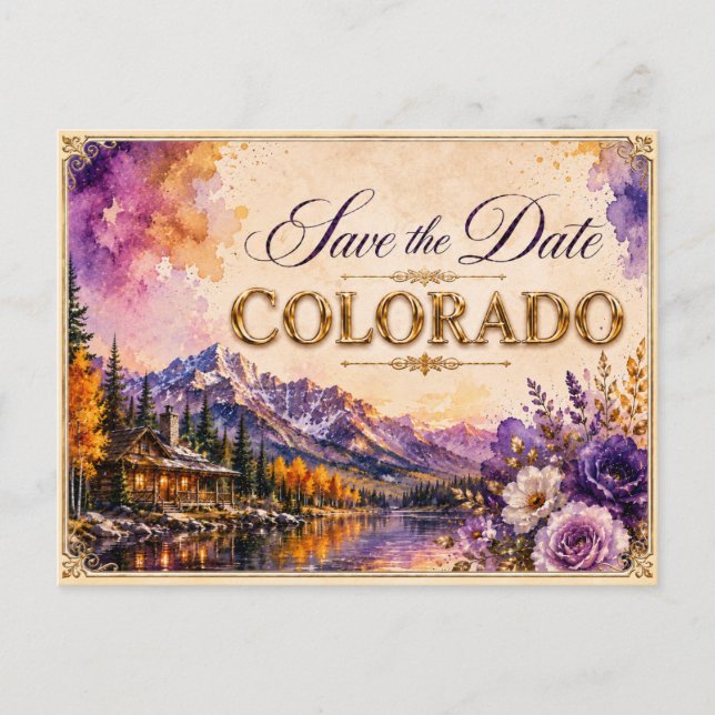 Elegante invitación de boda para guardar la fecha  (Anverso)
