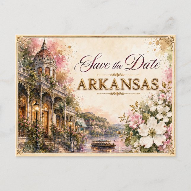 Elegante invitación de boda para guardar la fecha  (Anverso)
