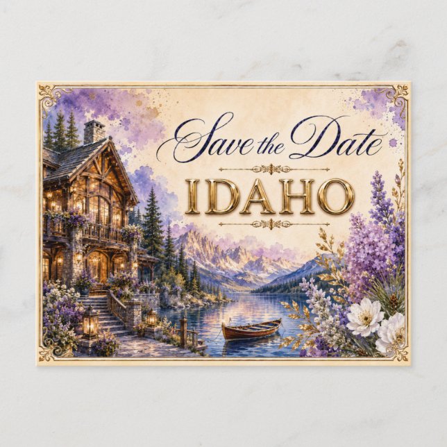 Elegante invitación de boda para guardar la fecha  (Anverso)