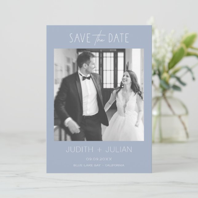Elegante invitación de boda para guardar la fecha  (Anverso de pie)