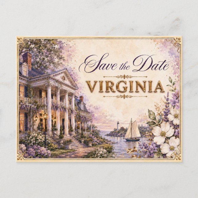 Elegante invitación de boda para guardar la fecha  (Anverso)