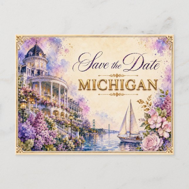 Elegante invitación de boda para guardar la fecha  (Anverso)