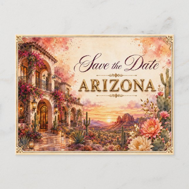 Elegante invitación de boda para guardar la fecha  (Anverso)
